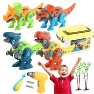ZESTAW DINOZAURY KLOCKI KONSTRUKCYJNE DO SKRĘCANIA Z ŚRUBOKRĘTEM WKRĘTARKĄ