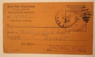 RETURN RECEIPT. Post Office Department - 1918 rok - POTWIERDZENIE ZWROTU