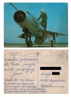 Pocztówka PRL Wojsko LWP 1977 rok Samolot MiG-21 Rzeszów Zamość Unikat
