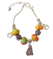 Modułowa bransoletka z kotami i łapkami, kolorowa