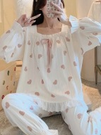 piżama damska koszula nocna sukienka vintage falbany serca heart coquette