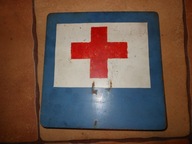 STARY MAŁY BLASZANY MALOWANY ZNAK DROGOWY