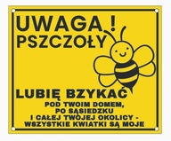 Tabliczka 3D UWAGA PSZCZOŁY Lubię Bzykać Śmieszna żółta
