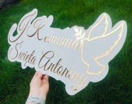 Złoty lustrzany napis Pierwsza Komunia Święta personalizacja IMIĘ dekor