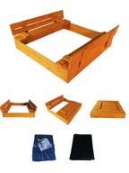 Piaskownica Impregnowana Zamykana Drewniana 120x120 z ławkami