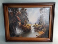 OBRAZ W DREWNIANEJ RAMIE PEJZAŻ