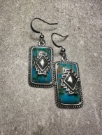 Oryginalne kolczyki z turkusem Boho Etno kamień