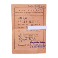 Duplikat karty wstępu do Klubu Technika w Bolesławcu, 1966 r.