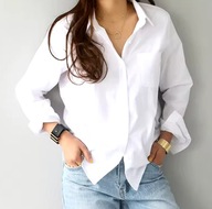 koszula damska długi rękaw, biała Koszula damska bluzka elegancka rozmiar S