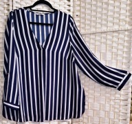 George. - FAJNA LEKKA W BIAŁO-GRANATOWE PIONOWE PASKI r: 44