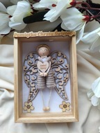 Pamiątka Chrztu Świętego Anioł Stróż chłopiec beżowy makrama prezent