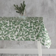 Obrus świąteczny z gałązkami świerku w jodełkę plamoodporny błyszczący glam