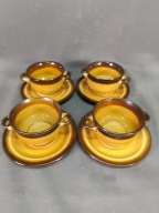 Zestaw czterech bulionówek Pruszków PRL