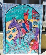 Obraz olejny husarz - Franz Blank - Pejzaż dzieło sztuki abstrakcja