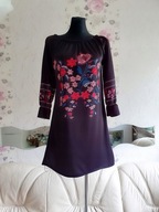 Sukienka słowiańska czarna zwiewna krótka kwiaty