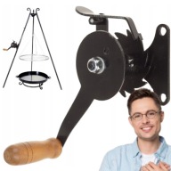 KOŁOWROTEK DO GRILLA STALOWY MALOWANY PROSZKOWO Z REGULACJĄ WYSOKOŚCI