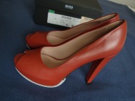 HUGO BOSS wysokie skórzane czółenka bez palców open toe 40