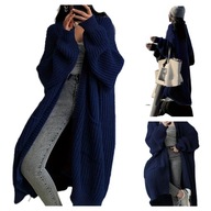 Damski Kardigan Old Money Chic do Kolan – Miękki Jesień Zima C. Niebieski