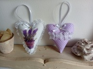 LAWENDOWE ZAPACHOWE SERCA DUŻE ZAWIESZKI BAWEŁNA KOMPLET 2 SZTUKI
