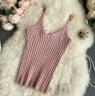 Bluzka bez rękawów z dekoltem w szpic ozdoba na ramiączkach Versace r.S