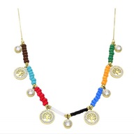 61778 Celebrytka złota stal chirurgiczna drzewka cyrkonie koraliki