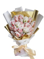 Bukiet jadalny Rafaello i 3 róże DZIEŃ KOBIET URODZINY PREZENT KOMUNIA ŚLUB