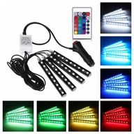 OŚWIETLENIE WNĘTRZA AUTA 4x PASKI LED RGB PILOT