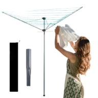 SUSZARKA NA PRANIE UBRANIA BIELIZNE OGRODOWA SKŁADANA OBROTOWA + POKROWIEC