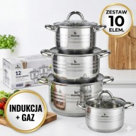 Zestaw garnków stal nierdzewna 12 el indukcja gaz komplet garnków