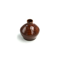 Miniaturowy brązowy wazonik ceramiczny PRL vintage ceramika 1960 ozdoba dec