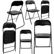 KRZESŁO OGRODOWE SKŁADANE KONFERENCYJNE METALOWE SOLIDNE WYGODNE CZARNE