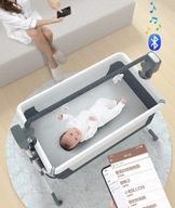 Automatyczna Kołyska dla Noworodka z Moskitierą, Pilotem i Bluetooth