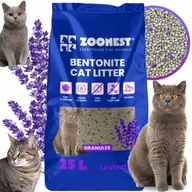 ŻWIREK BENTONITOWY DLA KOTA LAWENDOWY ZBRYLAJĄCY ZOONEST 25L DO KUWETY WC