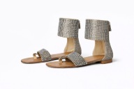 Sandały gladiatorki z cyrkoniami, błyszczące, rozmiar 37, idealne na lato