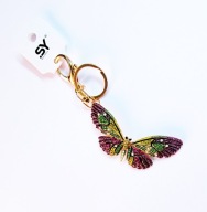 Brelok do torebki kluczy metalowy duży kolorowy motyl cyrkonie prezent