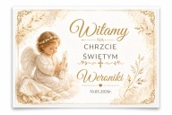 Elegancki Plakat Powitalny na Chrzest Święty – Personalizowany | Aniołek