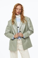 H & M marynarka skórzana żakiet khaki zielony oliwkowa imitacja oversize XS