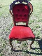 Krzesło Ludwikowskie Tapicerowane Vintage Glamour Do Toaletki RZEŻBIONE