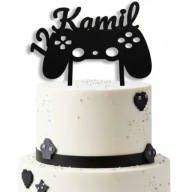 topper na tort dekoracja urodziny personalizacja wiek imię JOYSTICK!!kolory