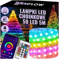 Inteligentne Lampki Choinkowe 50 LED RGB IC SMART Bluetooth Pilot 5m