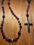 Naszyjnik męski Różaniec handmade Agat hematyt