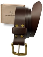 Pasek męski skórzany heureka krupon klamra stare zniszczone złoto myśliwska