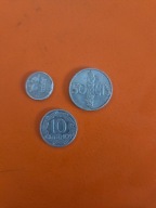 Hiszpania 1 peseta 1996 + 10c 1959 + 50c 1966