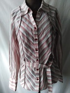 Bluzka taliowana w ukośne i pionowe paski - 42