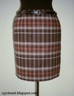 Spódnica ołówkowa kratka brązowa beżowa r 42