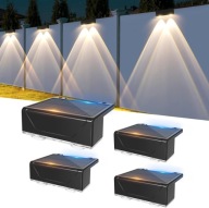 MOCNE LAMPY SOLARNE NA OGRODZENIE ZESTAW 4 SZTUK 3 TRYBY IP65 CIEPŁA BIEL