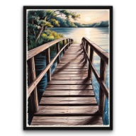 Plakat z ramą 30x40cm Drewniana Kładka Jezioro Natura Pomost Woda Relaks