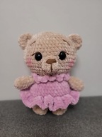 MISIA w fioletowej sukience pluszak maskotka miś szydełko 20 cm