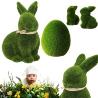 ZESTAW WIELKANOCNY ZAJĄC DUŻY 2X ZAJĄCZKI JAJKO ZIELONE FLOKOWANE