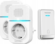 Dzwonek Bezprzewodowy Bezbateryjny Tecknet 400m IP65 60 Melodii 110dB Biały